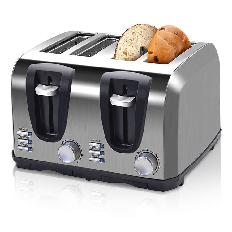 Toaster 4 Slice - Torradeira Elétrica Retrô de Aço Inoxidável